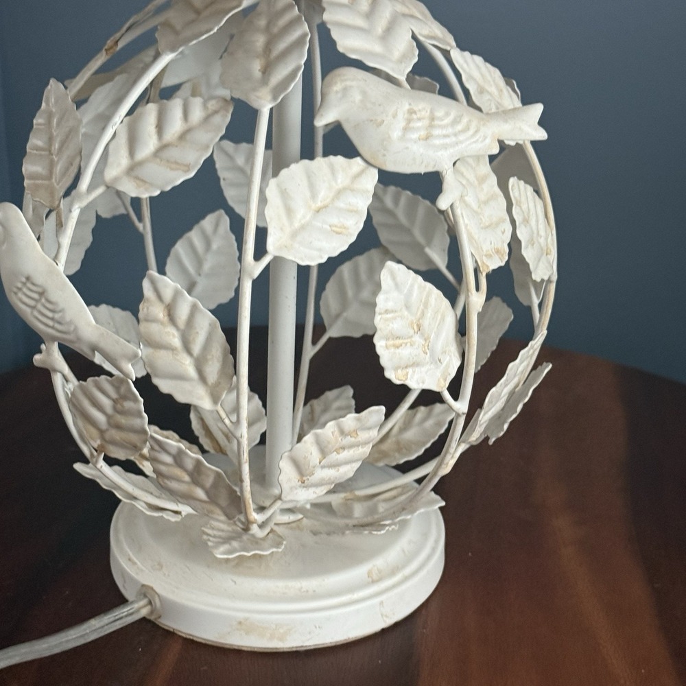 Pottery barn Kids Birdcage Lamp Cream with Pink Rosette Shade 21" - Picture 5 of 10